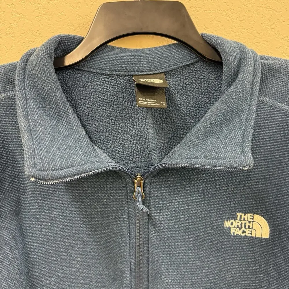 The North Face Fleece Pullover XXL Blue Quarter Zip Textured Sweater Knit